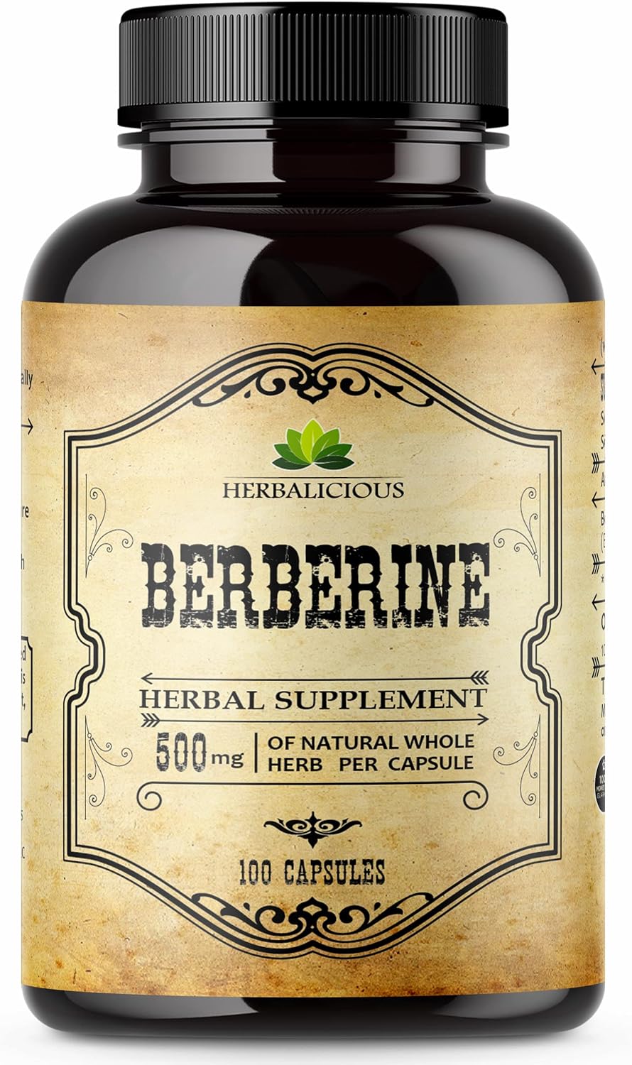 Berberine Supplement – 100 Capsules Berberine HCL Dietary Supplement for Men and Women – Non GMO Berberine 500mg – Ideal for Immune Support, Heart, Cholesterol Levels