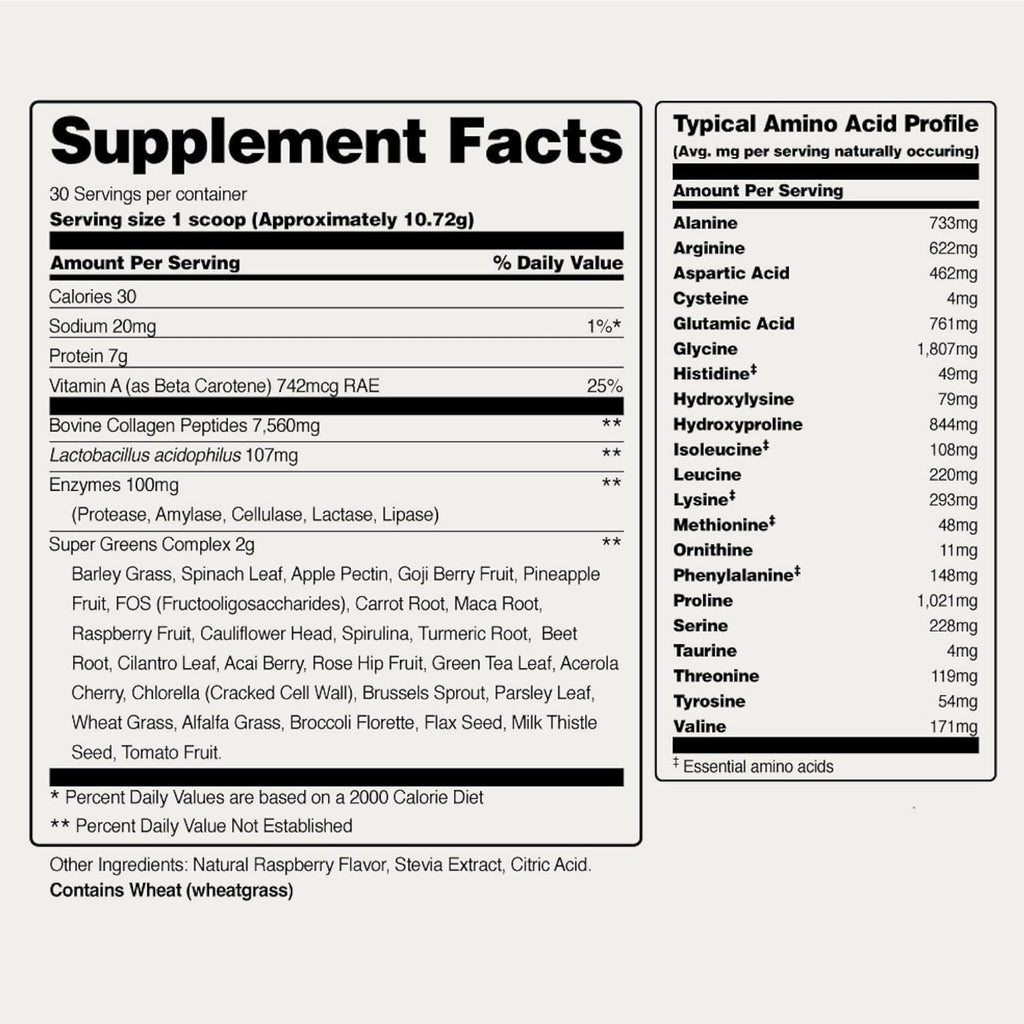 Snap Supplements Super Greens Powder with Collagen Peptides, 26 Fruits and Vegetables, Grass Fed, Non-GMO Daily Greens Superfood for Hair, Skin, Nails & Joint Support, 30 Servings