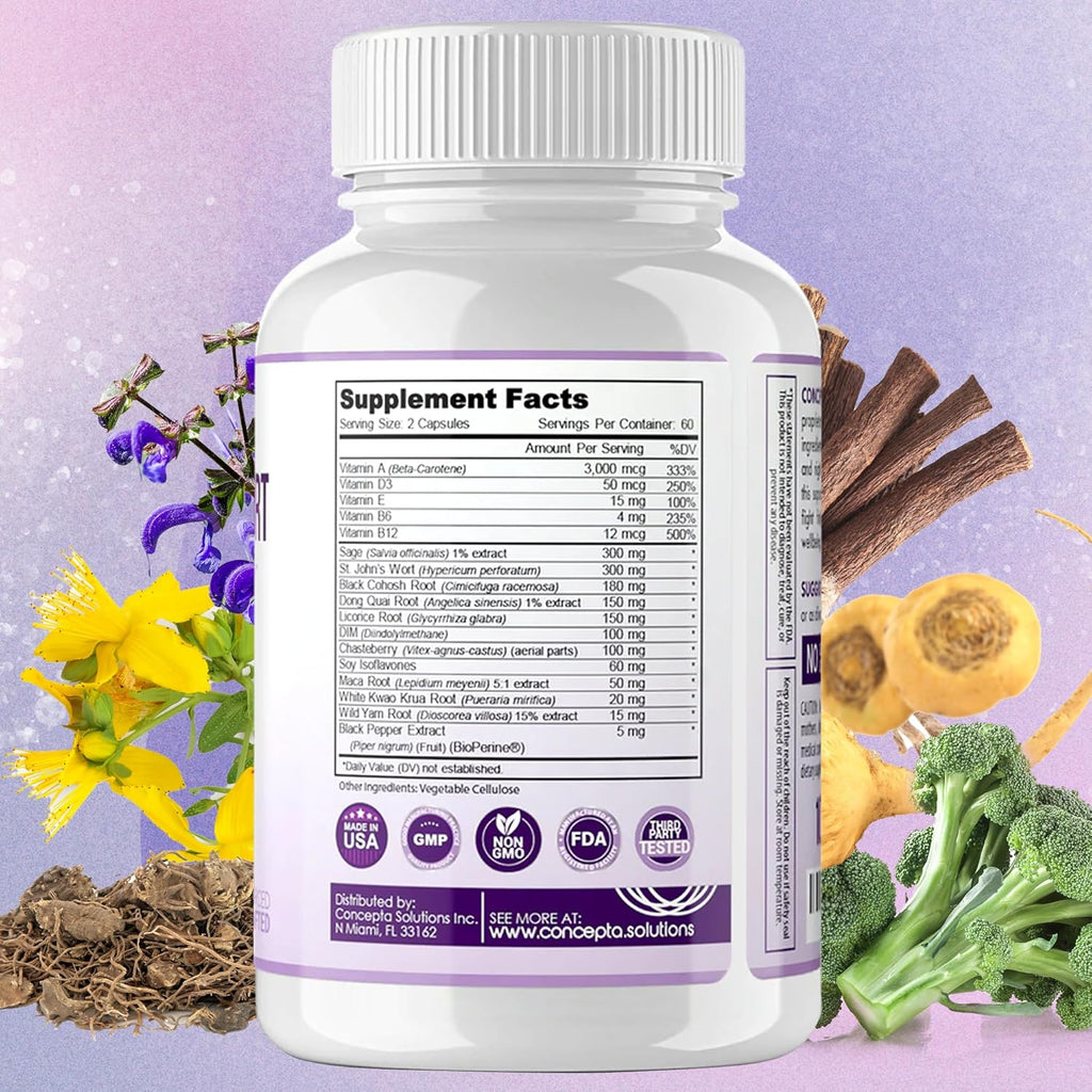 Menopause Support - Menopause Relief and Weight Management Support - for Hot Flashes, Night Sweats Relief and Energy - 120 Capsules