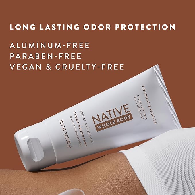 Native Whole Body Deodorant Cream Contains Naturally Derived Ingredients, Deodorant for Women & Men | 72 Hour Odor Protection, Aluminum Free with Coconut Oil and Shea Butter | Coconut & Vanilla
