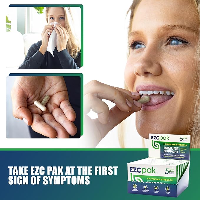 EZC Pak 5-Day Tapered Immune Support Booster - Vitamin Immune Support Supplement, Echinacea, Zinc Vitamin C, Immune Boosters for Adults - Immune Support Vitamins (Pack of 6)