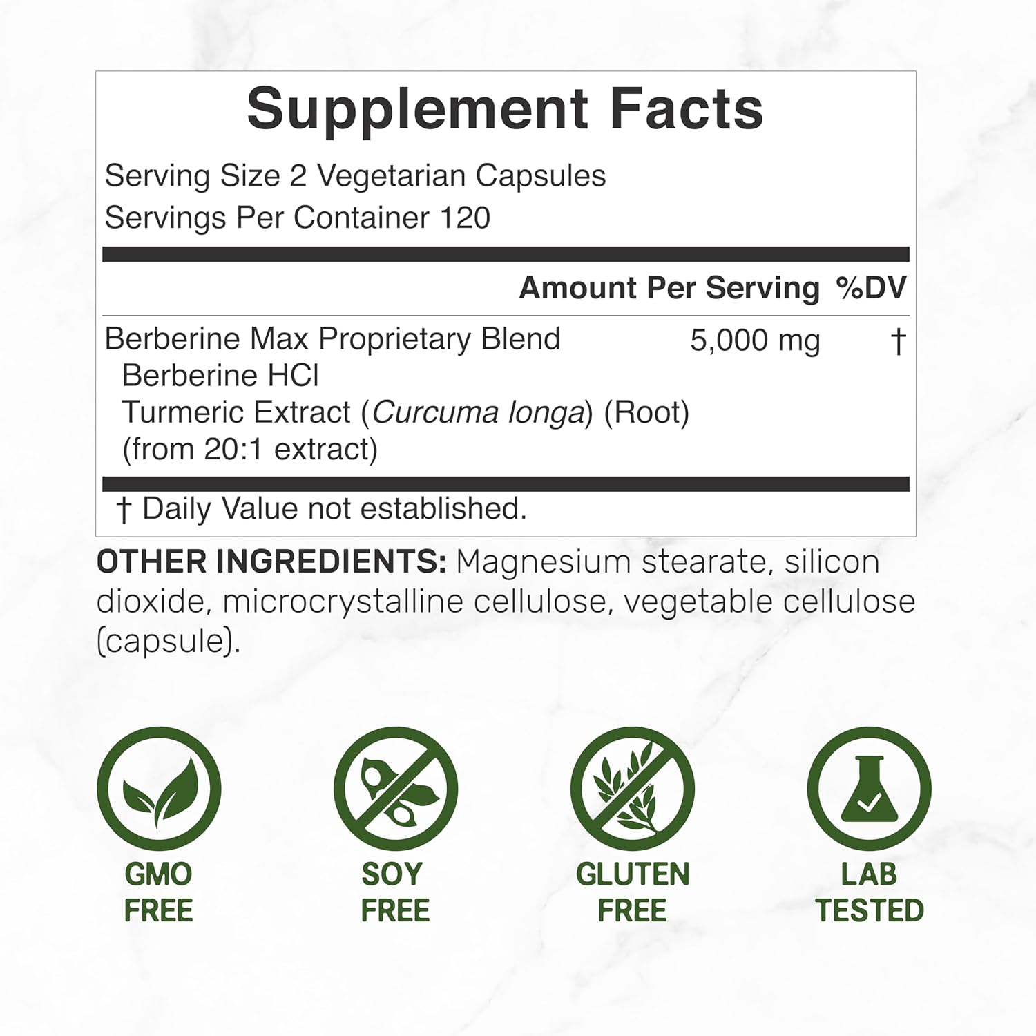 DEAL SUPPLEMENT Berberine Max Supplement with Turmeric, 5,000mg Per Serving, 240 Veggie Capsules – 97% Pure Berberine HCL – 25:1 Root Extract – Vegetarian Friendly, Non-GMO