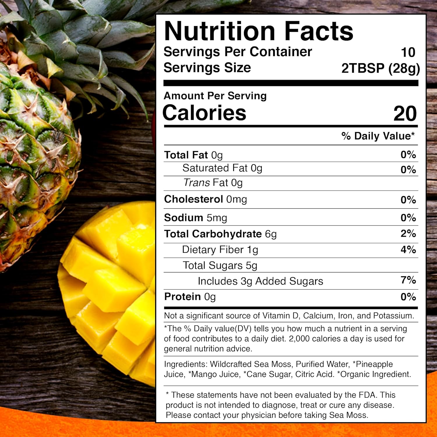 WELLNESS LABSRX Irish Sea Moss Gel Raw - Wildcrafted Superfood Seamoss Gel - Pineapple Mango Flavor, Vitamin and Mineral-Rich from Pristine Caribbean Waters - 10 oz.