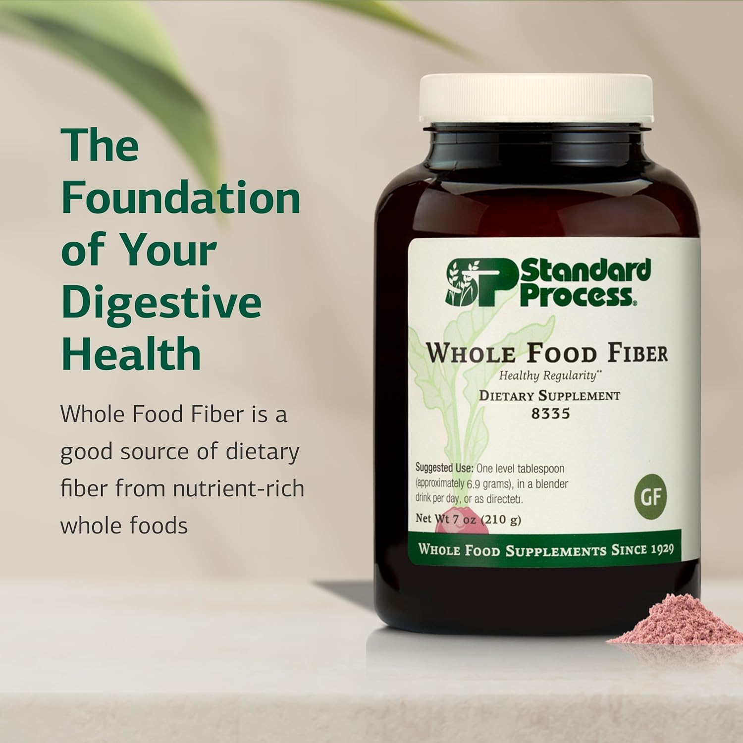 Standard Process - Whole Food Fiber - Daily Fiber Supplement for Digestive Health & Gut Support - High Fiber Powder with Soluble & Insoluble Fiber - Non-Dairy, Non-Soy & Gluten-Free - 7 oz (210 g)