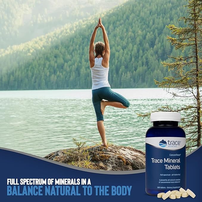 Trace Minerals ConcenTrace Trace Minerals Tablets - Daily Supplement for Overall Wellness - Natural Energy, Bone Strength, Healthy Connective Tissue & Immune System Support - 300 Count (100 Servings)