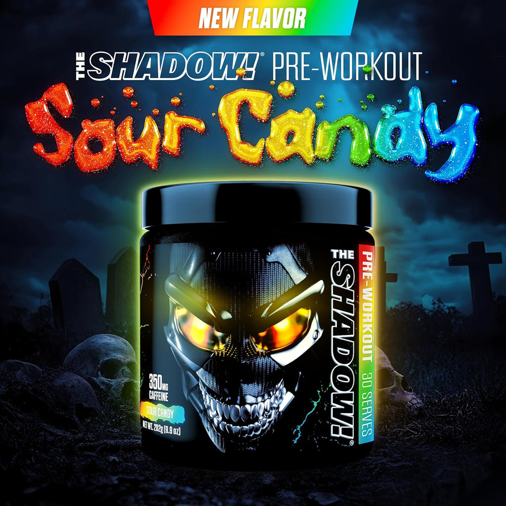 JNX SPORTS The Shadow! 350mg of Caffeine Hard Core Preworkout - Sour Candy 30 Servings | Electric Energy, Mental Focus & Superhuman Strength for Men & Women