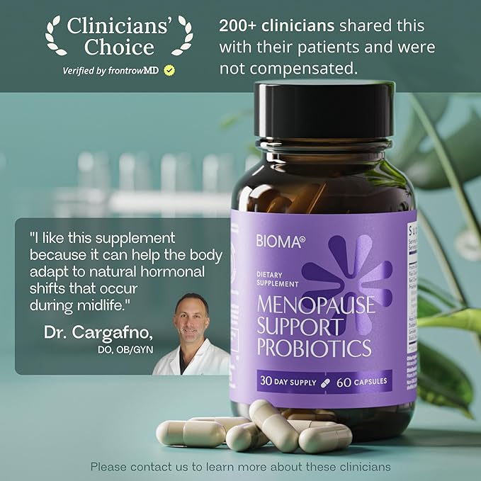 BIOMA Menopause Support Probiotics for Women - Hormone Free Hot Flash & Night Sweat Relief - Gut-Hormone Balance with Phytoestrogens, BB536, Delayed Release (60 Capsules - 30 Day Supply)