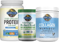 Garden of Life Holistic Wellness Bundle – Perfect Food Powder 30 Servings + Grass Fed Collagen Peptides 28 Servings + Vegan Vanilla Protein with BCAAs & Probiotics 20 Servings