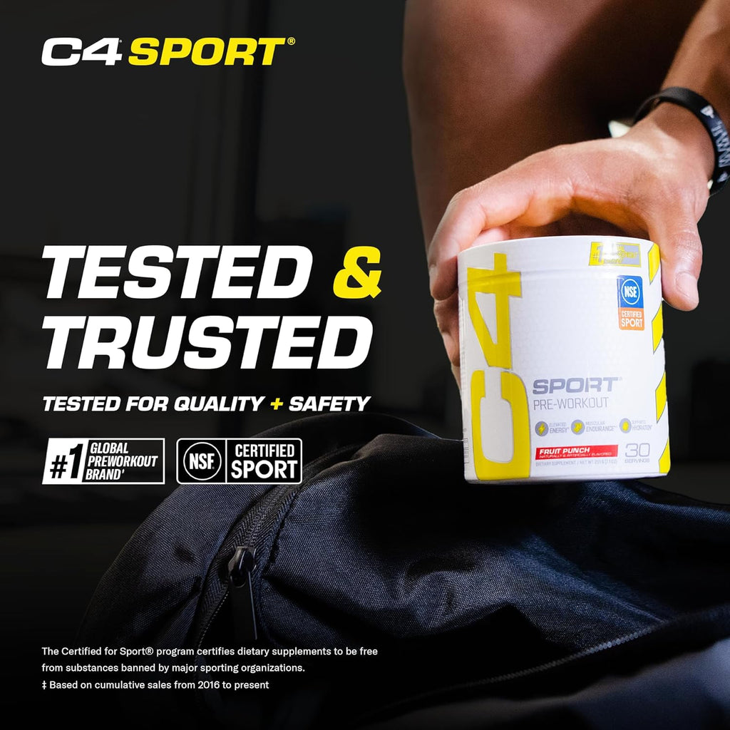 Cellucor C4 Sport Pre Workout Powder Fruit Punch - NSF Certified for Sport | 30 Servings, Packaging May Vary. (Pack of 2)