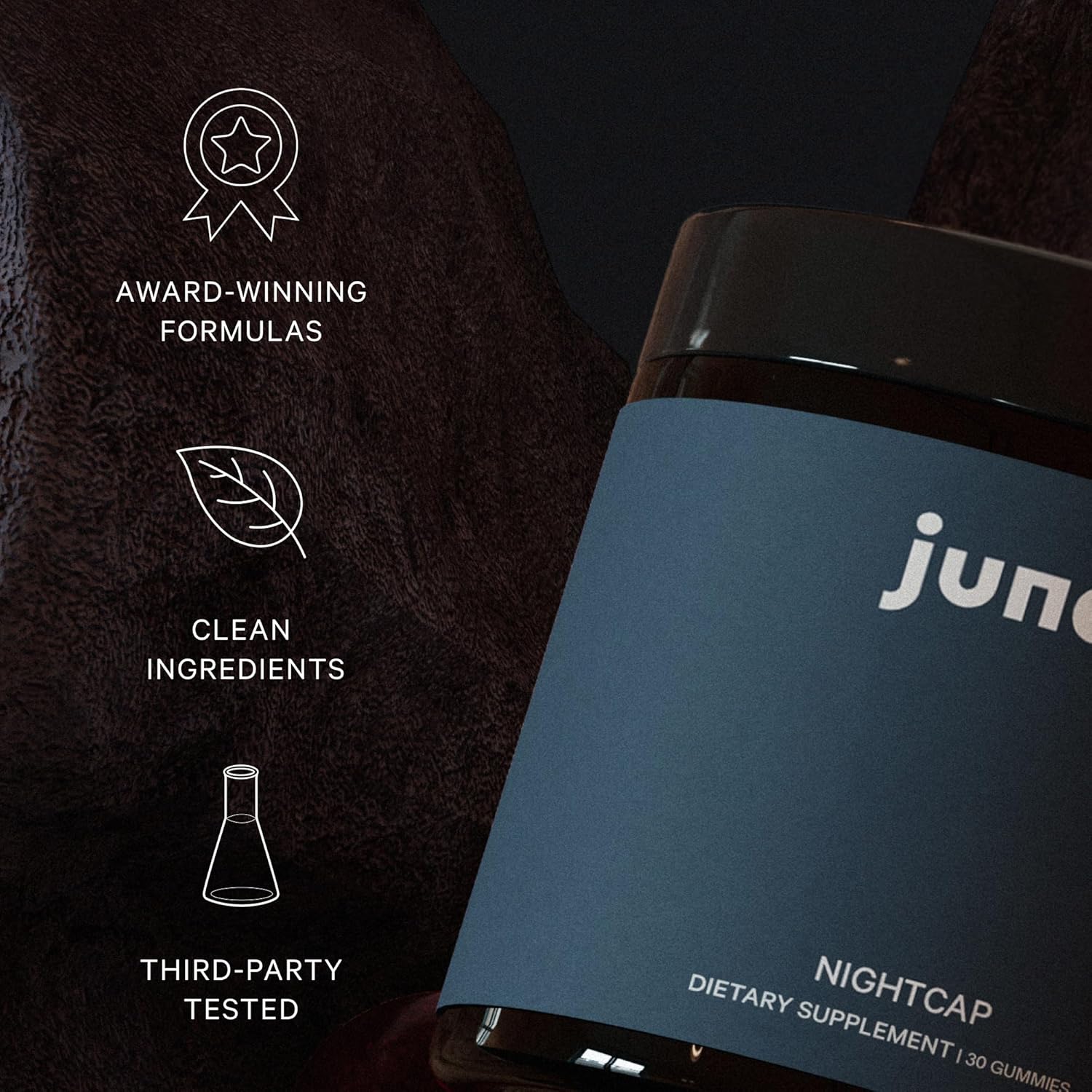 Juna Nightcap Sleep Gummies – Sugar-Free, All-Natural Sleep Aid with Low-Dose Melatonin, Tart Cherry, GABA, Magnesium, Chamomile & Passionflower – 30 Servings