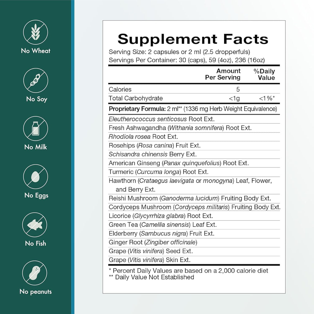 Natura Health Products Vital Adapt Supplement - Daily Nourishing Adaptogenic Tonic for Endocrine Function Support - Featuring Rhodiola, Ashwagandha, Cordyceps, Reishi (4 Fluid oz)