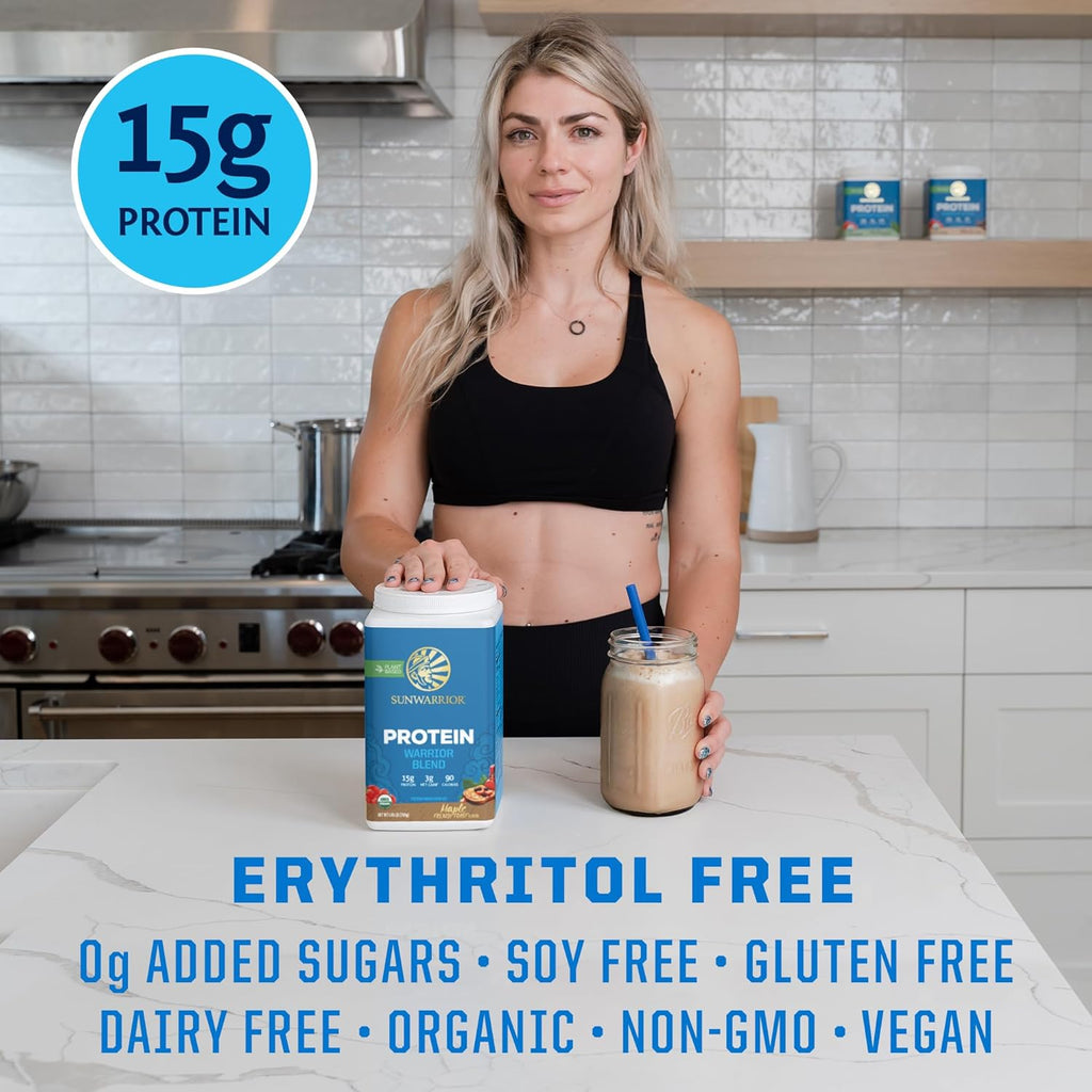 Sunwarrior Organic Plant Based Protein Powder | Vegan Organic Protein Powder Maple Flavored with BCAA Amino Acids & Hemp Seed Pea Blend | Non-GMO Soy Dairy Filler & Gluten Free (Maple, 30 Servings)