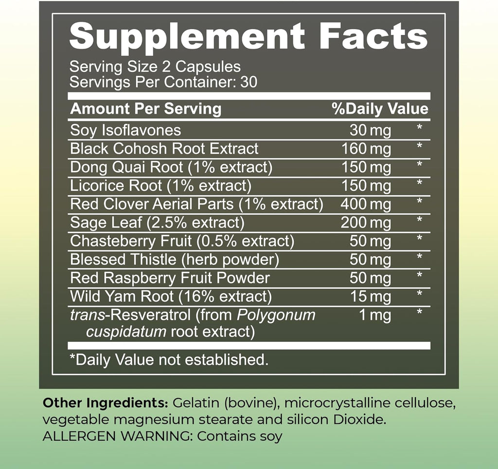 UltaLife Her Harmony Menopause Supplements for Women - Hot Flashes Menopause Relief & Hormone Balance for Women - Contains Black Cohosh, Dong Quai, Red Clover & More - Estrogen Free - 60 Capsules