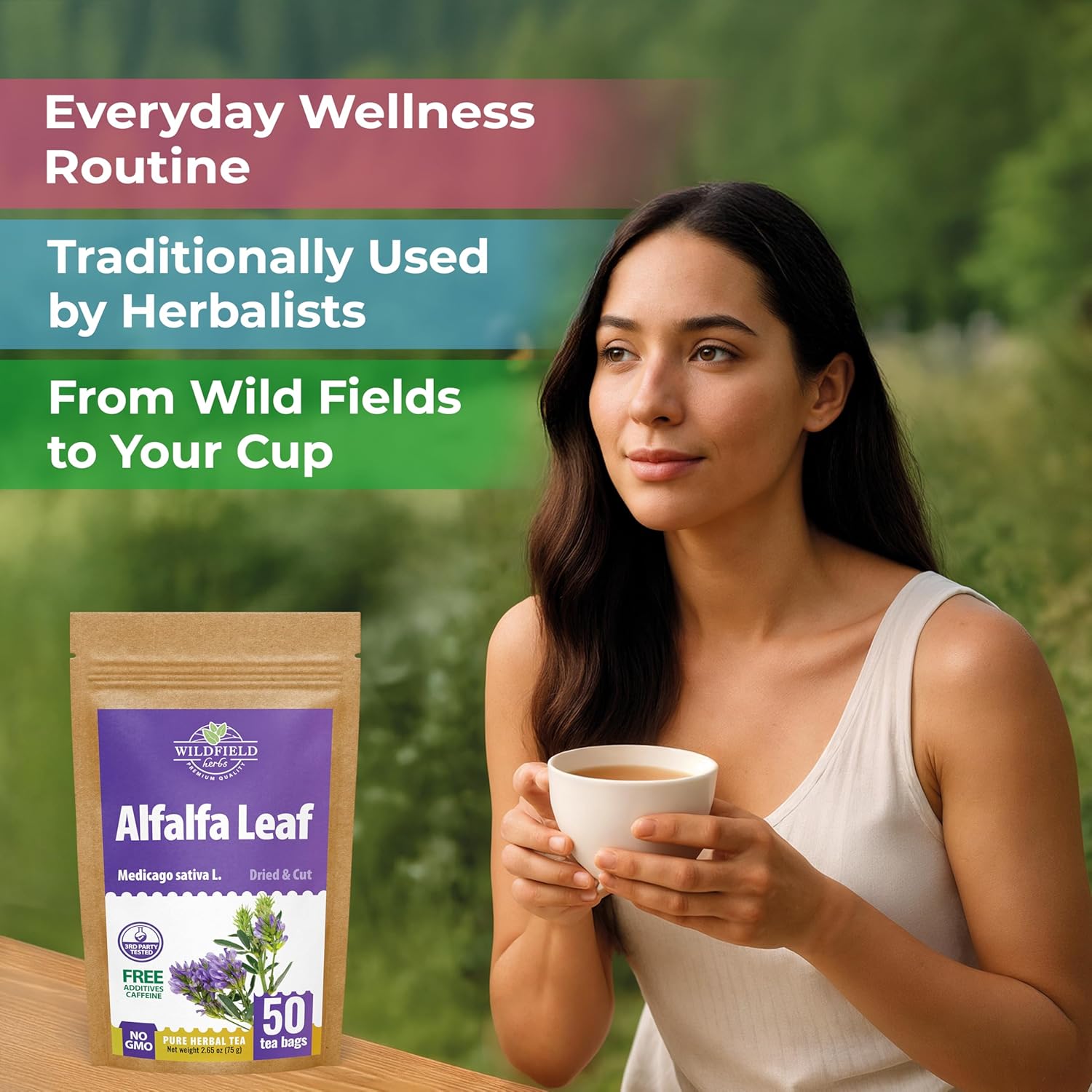 50 Bags Alfalfa Leaf Alfalfa Herb Tea (Medicago Sativa) - 24 Count 2g Tea Bags