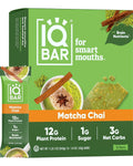 IQBAR Brain and Body Plant Protein Bars - Matcha Chai - 12-Count - Keto, Vegan, Low Carb, High Fiber, Gluten Free, Dairy Free, Low Sugar Snack with Nutrients for Focus, Energy, Meal Replacement