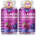 Nature's live Multi Collagen Peptides Gummies, Type I, II, III, V, X - Hydrolyzed Collagen Peptides Gummies, Supports Healthy Skin, Strong Nails & Thick Hair, Grape Blueberry Flavor, 60 Count, 2 Pack