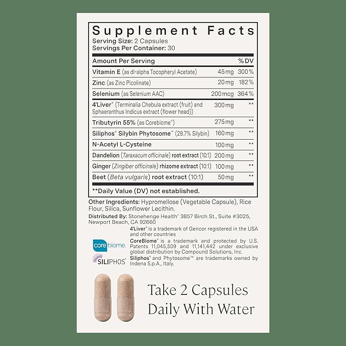 Stonehenge Health Dynamic Liver – Siliphos Milk Thistle Formula – Liver Support & Antioxidant Support, Gut-Liver Axis, Selenium, Zinc, Vitamin E, Ginger, Beetroot Extract Non-GMO, 60 Veg Caps