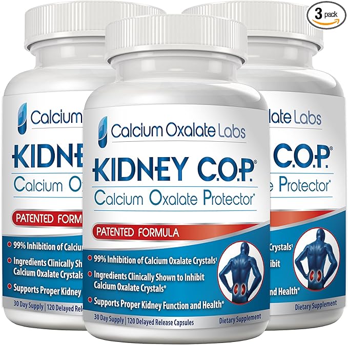 KIDNEY C.O.P. Calcium Oxalate Protector 120 Capsules, Kidney Support for Calcium Oxalate Crystals, Helps Stops Recurrence of Stones, Stronger Than Chanca Piedra Stone Breaker Supplements, 3 Pack