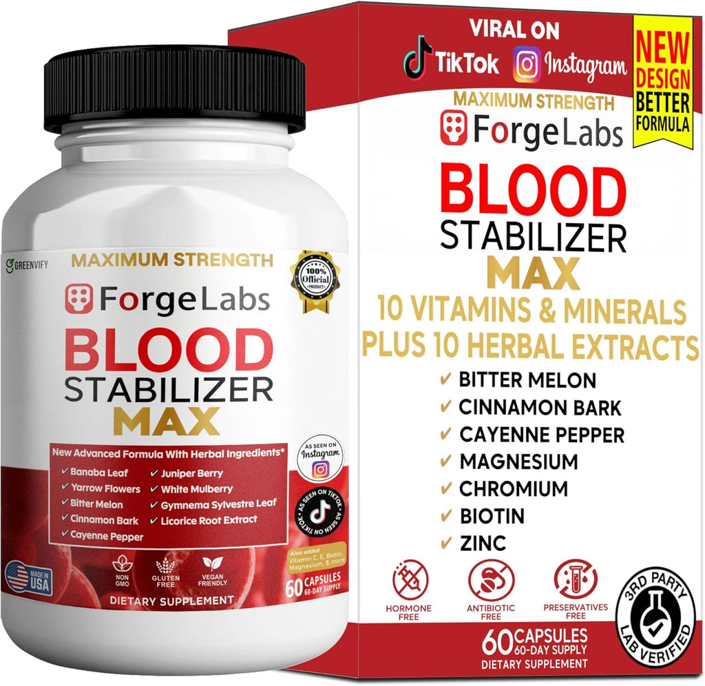 ForgeLabs Blood Stabilizer Max, Maximum Strength Dietary Supplement, 60 Veggie Capsules, with Banaba Leaf, Juniper Berry, White Mulberry. (1)