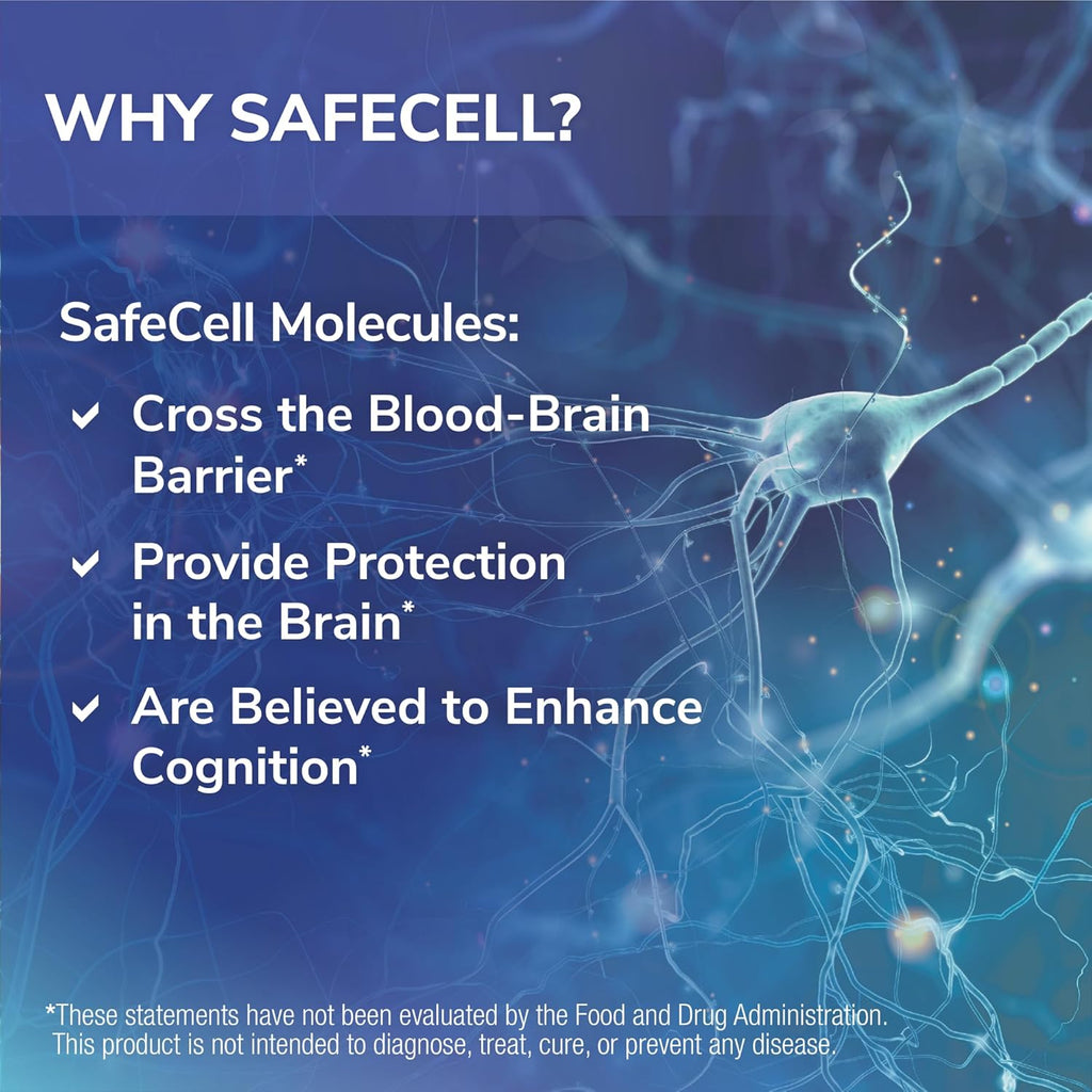 SafeCell S-Acetyl Glutathione Supplement for Neuro Health Support, Powerful Antioxidant to Help Neutralize Free Radicals, Hypoallergenic, 300mg, 60 Vegetarian Capsules