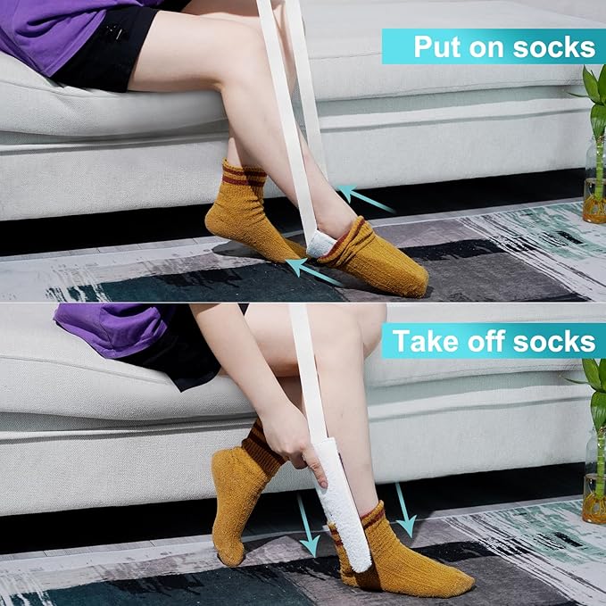Sock Aid, Sock Helpers to Put on Your Socks for Seniors, Disabled, Pregnancy, Assist Device for Elderly, Tool Aide Puller Easy on and Off with No Bending(Oatmeal Heather)