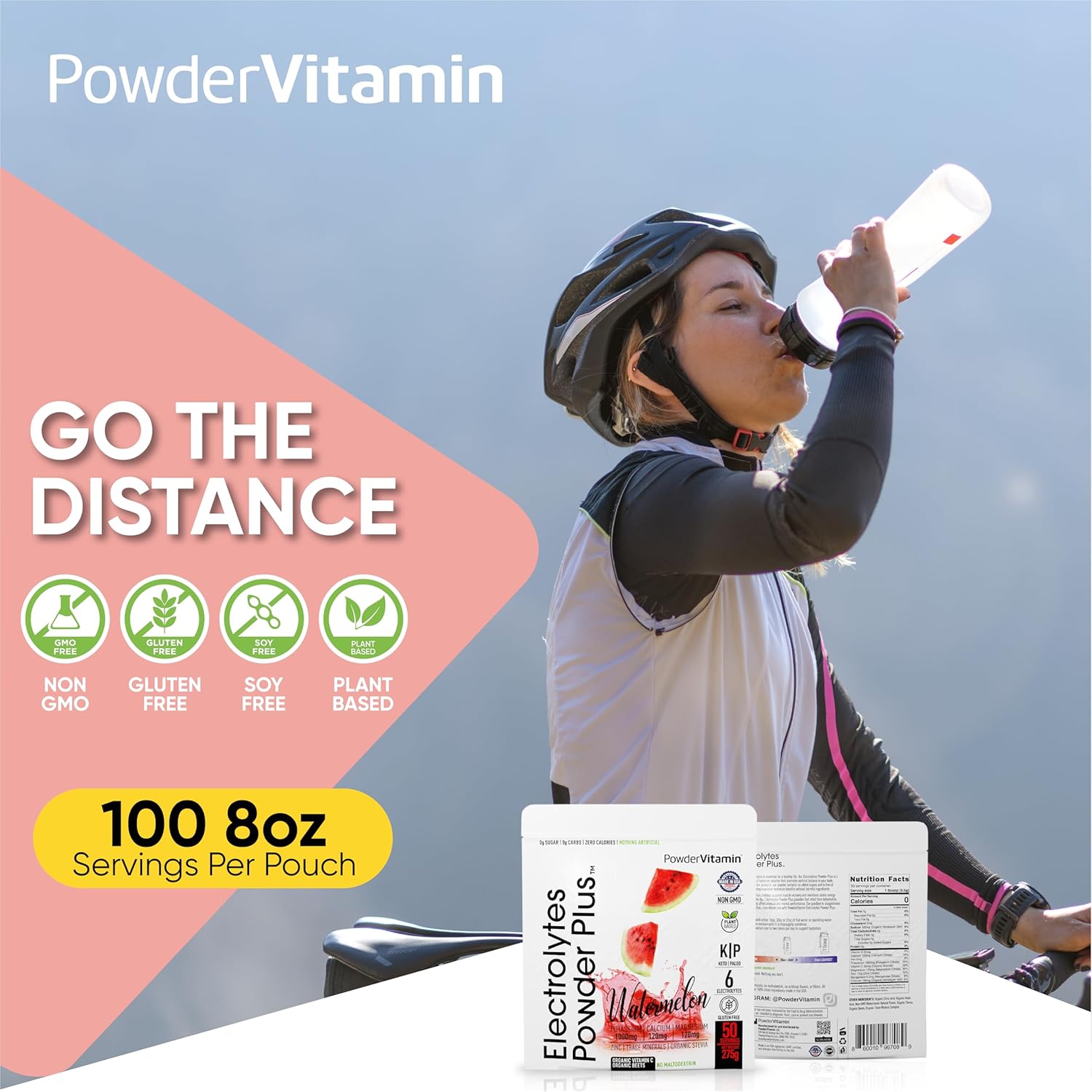 Electrolytes Powder Plus (50 Servings), 0 Calorie Keto, 0 Sugar, No Maltodextrin,1000mg Potassium,120mg Calcium,120mg Magnesium, Hydration Powder (50 Servings, Watermelon)