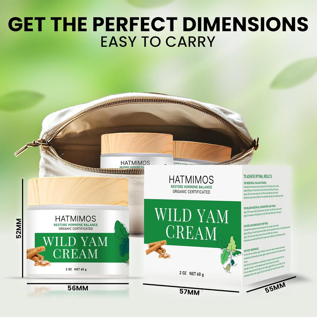 Wild Yam Cream, 2oz Wild Yam Root Organic Cream, Hormone Balance, Support Perimenopause & Menopause Relief, Progesterone, Wild Yam Cream for Women & Men Unscented for All Skin Type