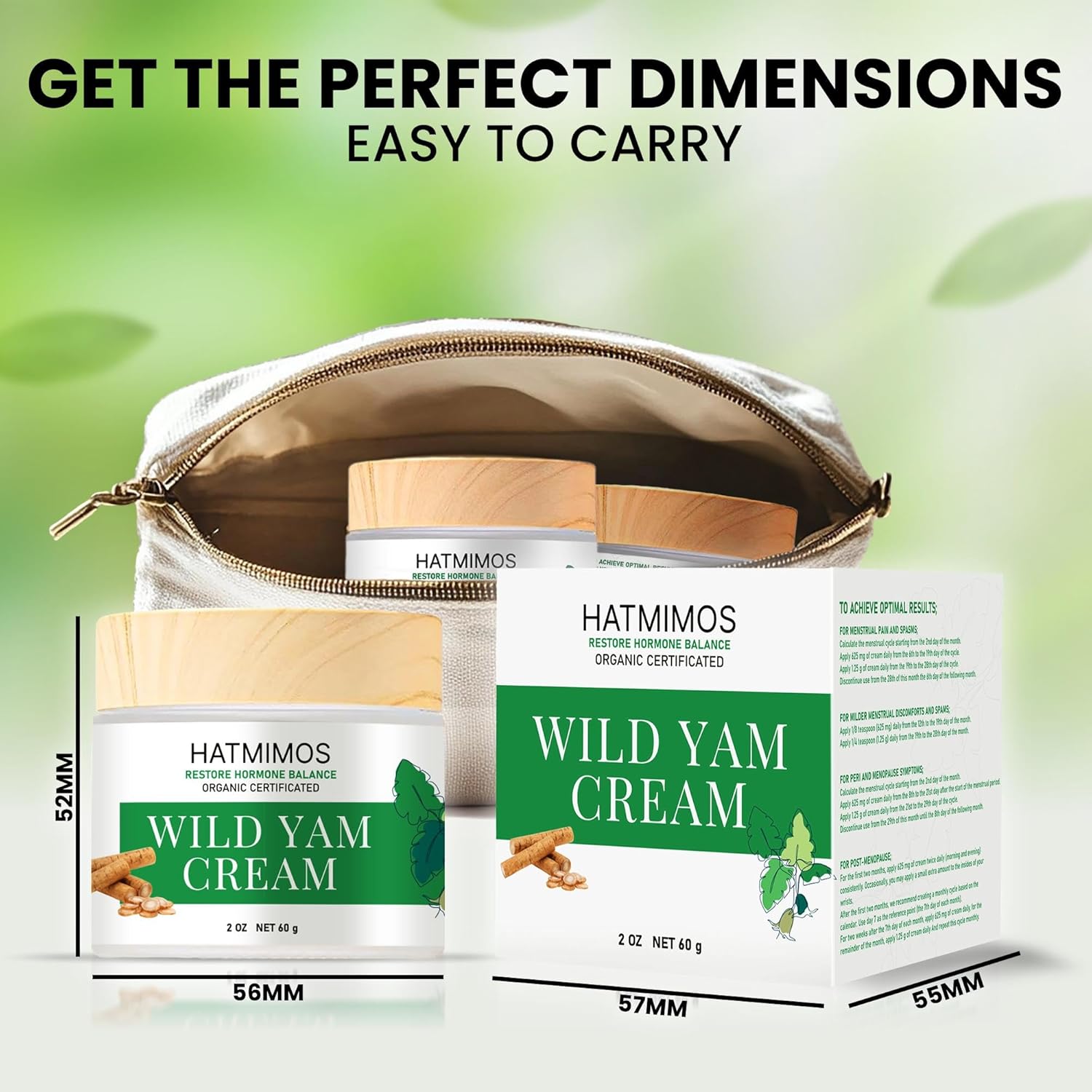 Wild Yam Cream, 2oz Wild Yam Root Organic Cream, Hormone Balance, Support Perimenopause & Menopause Relief, Progesterone, Wild Yam Cream for Women & Men Unscented for All Skin Type