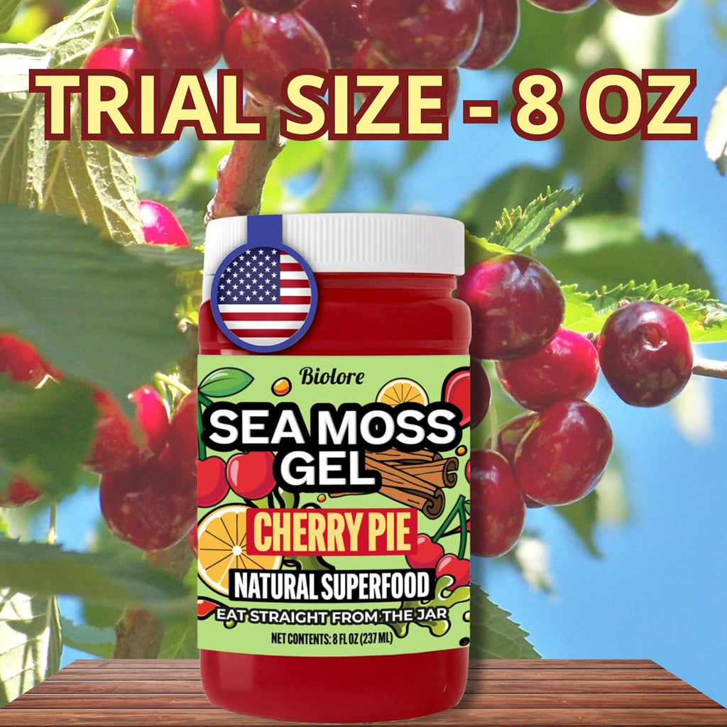 Biolore Sea Moss Gel Cherry Pie Made in USA Raw Wildcrafted Irish Seamoss Essential Vitamins Trace Minerals Vegan Superfood, Jam, Jelly & Sweet Spread Gifts - 8oz