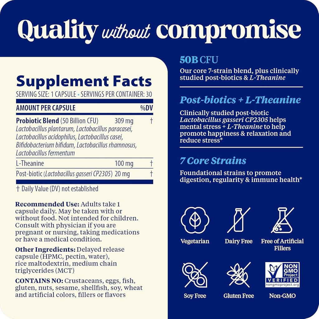 Enzymedica SubCulture Probiotics for Mood, Stress, & Sleep, 50 Billion CFU, Promotes Relaxation, Immune + Digestive Health & Regularity, 30 Count