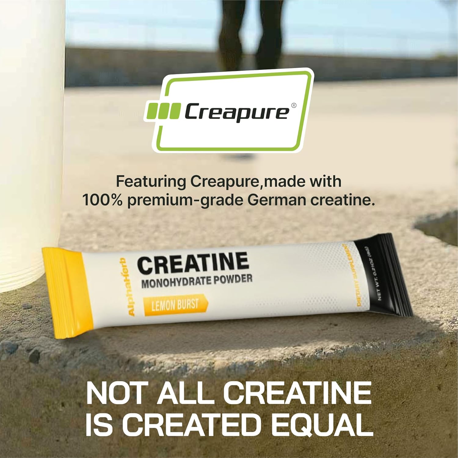 Creatine Monohydrate Powder – Creapure® German-Sourced, Lemon Flavour, 30 Stick Creatine Packs, 5000mg Each | No Sugar, No Fillers, Gluten-Free