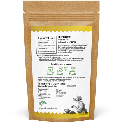 30 Bags Goldenrod Tea Herb Golden Root (Solidago virgaurea L.) - 45g Dried Golden Rod Herbs Herbal Tea