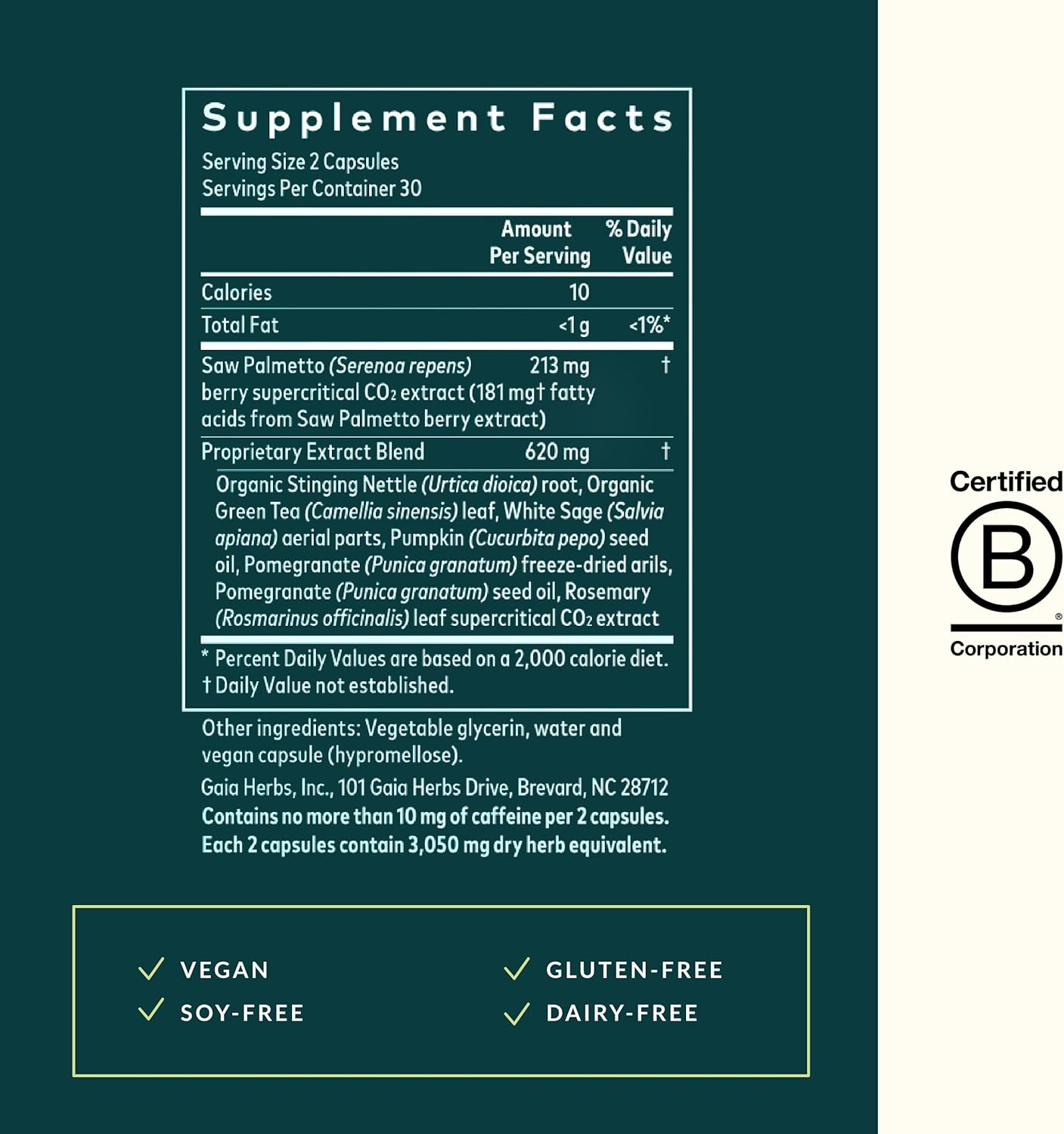 Gaia Herbs Prostate Health - Supports Prostate Health and Function for Men - with Saw Palmetto, Green Tea, Nettle Root, and White Sage - 60 Vegan Liquid Phyto-Capsules (20-Day Supply)