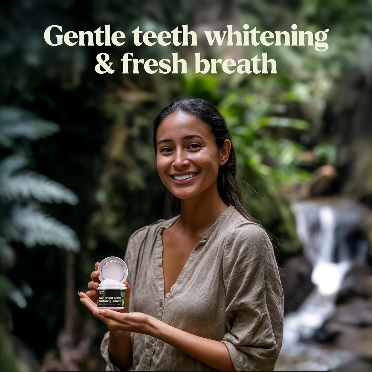 Lagunamoon Teeth Whitening Powder, 50g Bright Pearl Spearmint Flavor - Natural Teeth Whitening, Polish, Stain Remover - Alternative to Toothpaste, Tooth Powder for Sensitive Teeth