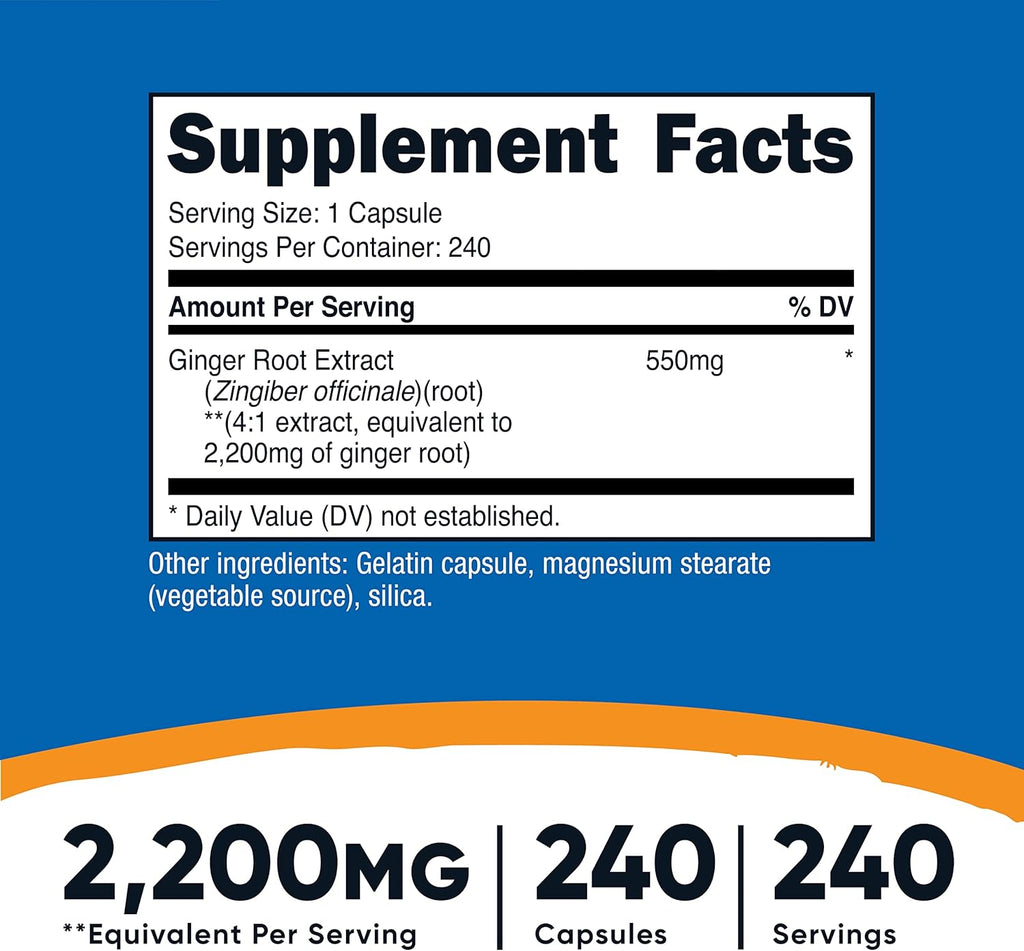 Nutricost Ginger Root Extract 550mg, 240 Capsules (3 Bottles)