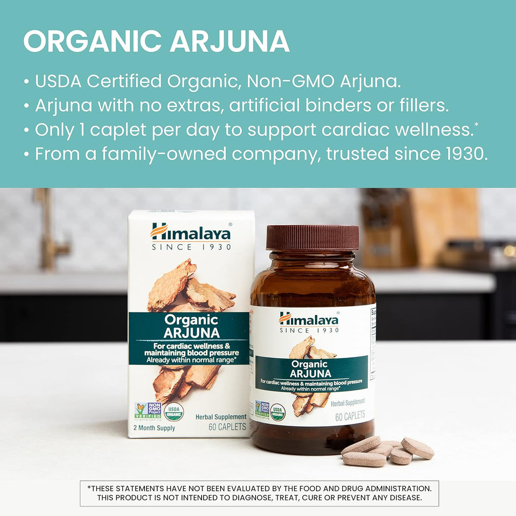 Himalaya Organic Arjuna, Blood Pressure Supplement for Cardiovascular Wellness and Heart Health, 700mg, 60 Count (Pack of 2)