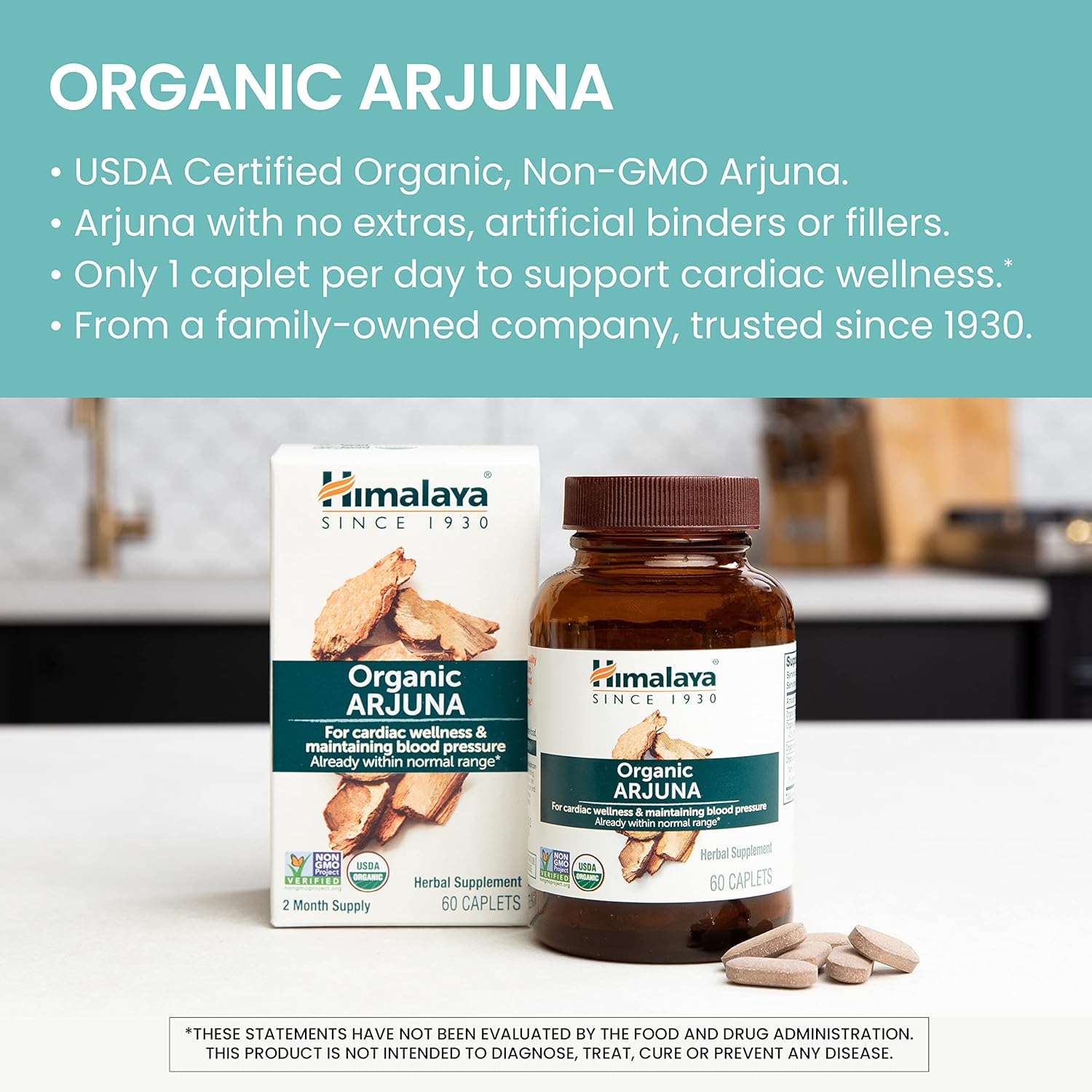 Himalaya Organic Arjuna, Blood Pressure Supplement for Cardiovascular Wellness and Heart Health, 700mg, 60 Count (Pack of 2)