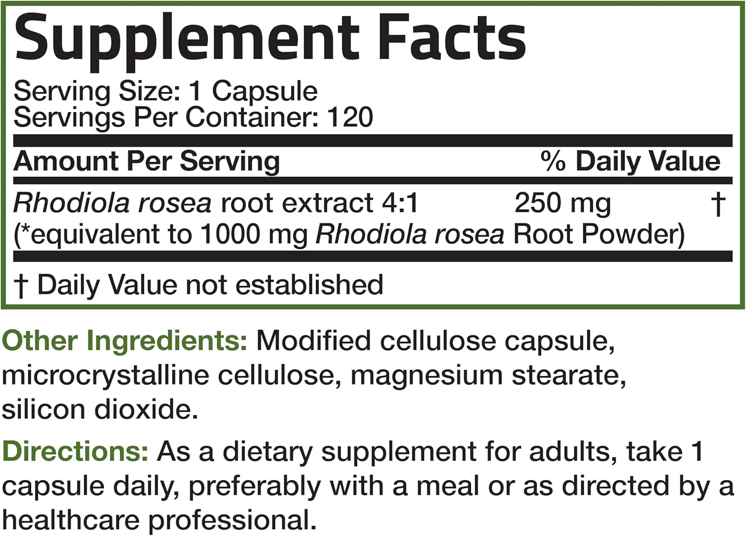 Bronson Rhodiola Rosea Vegetarian Capsules - Adaptogenic Herb - Brain, Stress & Mood Support - Non-GMO, 120 Count
