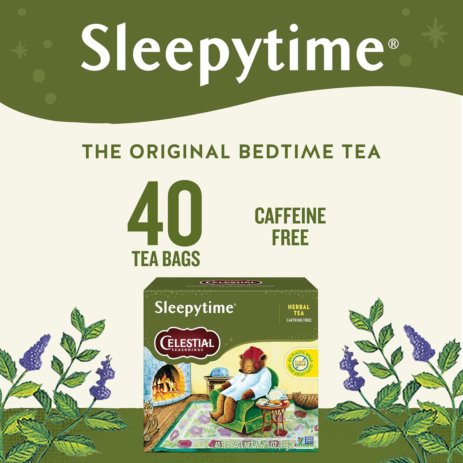 Celestial Seasonings Sleepytime Herbal Tea, Caffeine Free, 40 Tea Bags Box (Pack of 6)