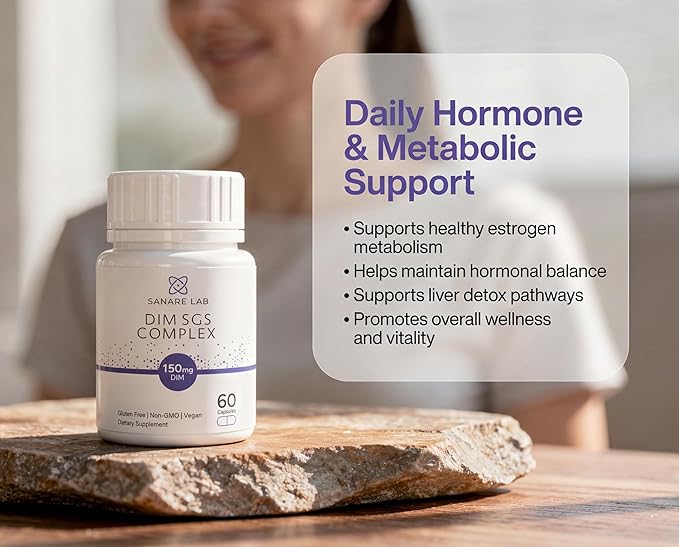 DIM SGS Complex 150mg – Diindolylmethane with Broccoli Seed Extract & Pomegranate – Hormone Balance Support for Women & Men – Vegan, Non-GMO, 60 Capsules