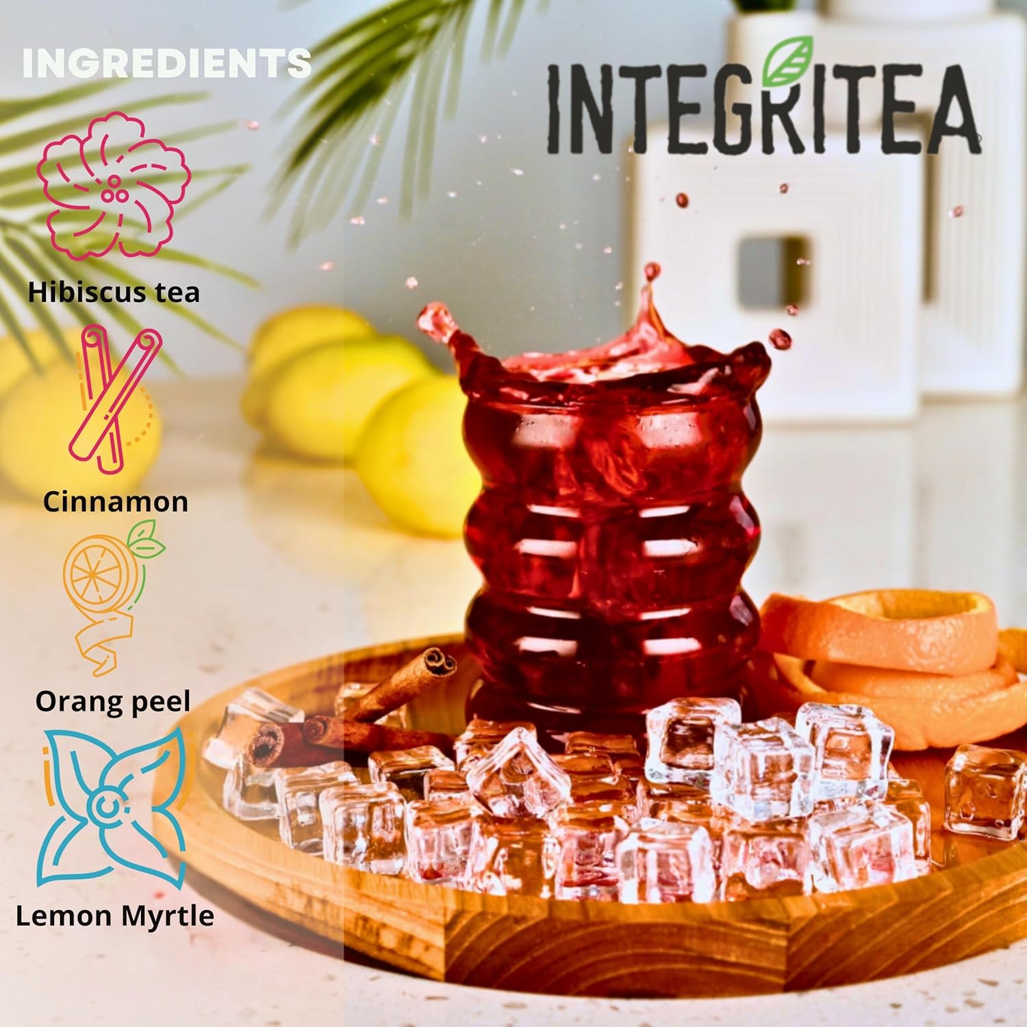 IntegriTEA Organic Hibiscus Tea Bags for Hibiscus Iced Tea - 6-Bag Unsweetened Iced Tea Pack for 6 Gallons of Tea - Hot or Cold Brew Iced Tea Bags