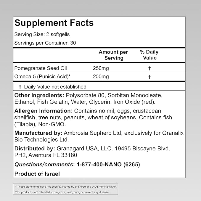 CLINICALLY PROVEN (2-Month Supply) BRAIN SUPPLEMENTS WITH ANTI AGING, Memory Pills, Omega 5 Pomegranate Supplement, 1 bottles 120ct