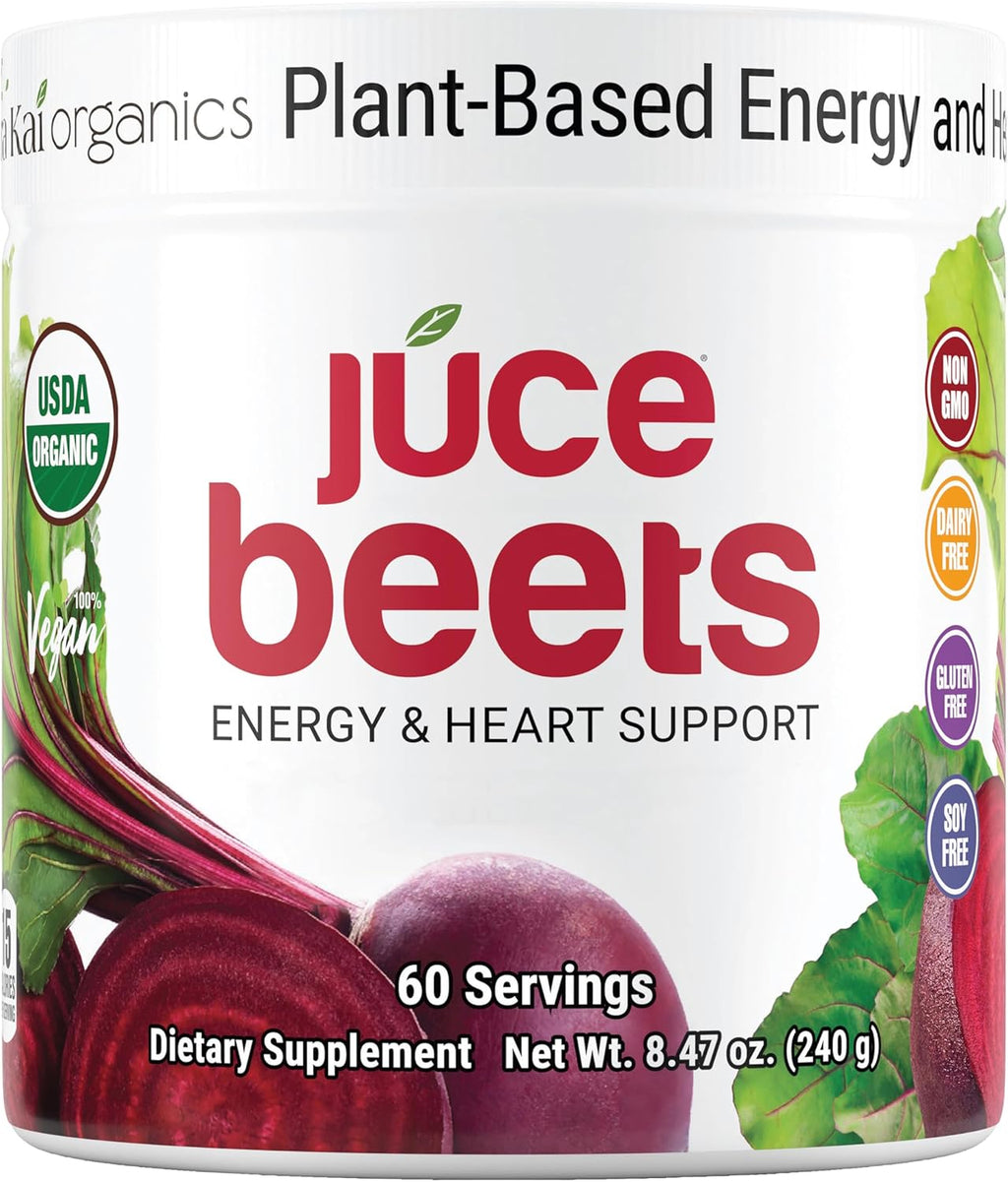 JUCE Beet Superfood Powder Made with 100% Pure Organic Beets (60 Serving) | All Natural Nitric Oxide Supplement | Gluten Free, Soy Free, Vegan, Non GMO (240 g)