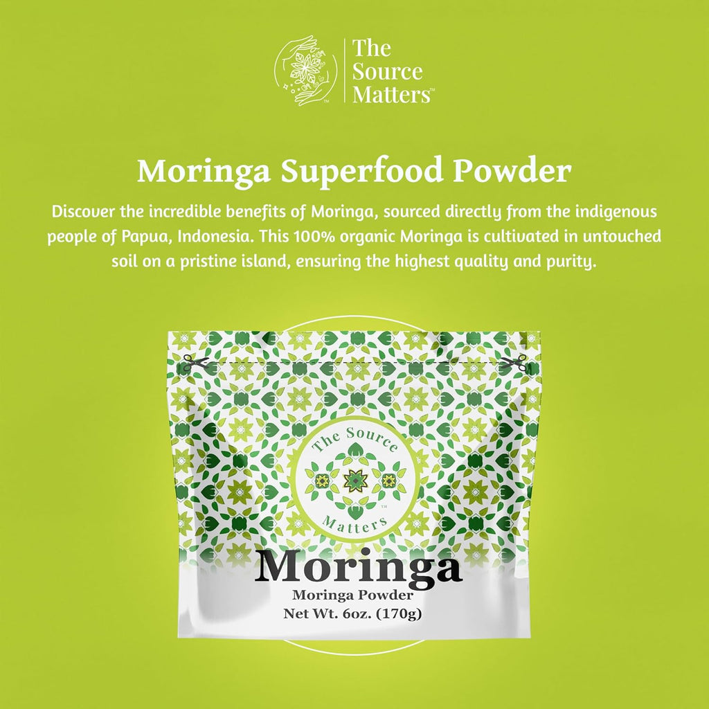 Organic Moringa Leaf Powder | Fresh-Dried Superfood From Indonesia | USDA Certified Organic | Ideal For Blending Into Smoothies, Teas, or Juice - 170g Bulk Pouch (42 Servings)