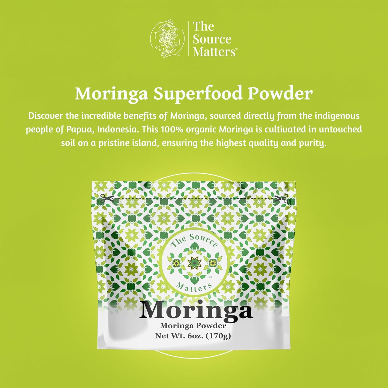 Organic Moringa Leaf Powder | Fresh-Dried Superfood From Indonesia | USDA Certified Organic | Ideal For Blending Into Smoothies, Teas, or Juice - 170g Bulk Pouch (42 Servings)