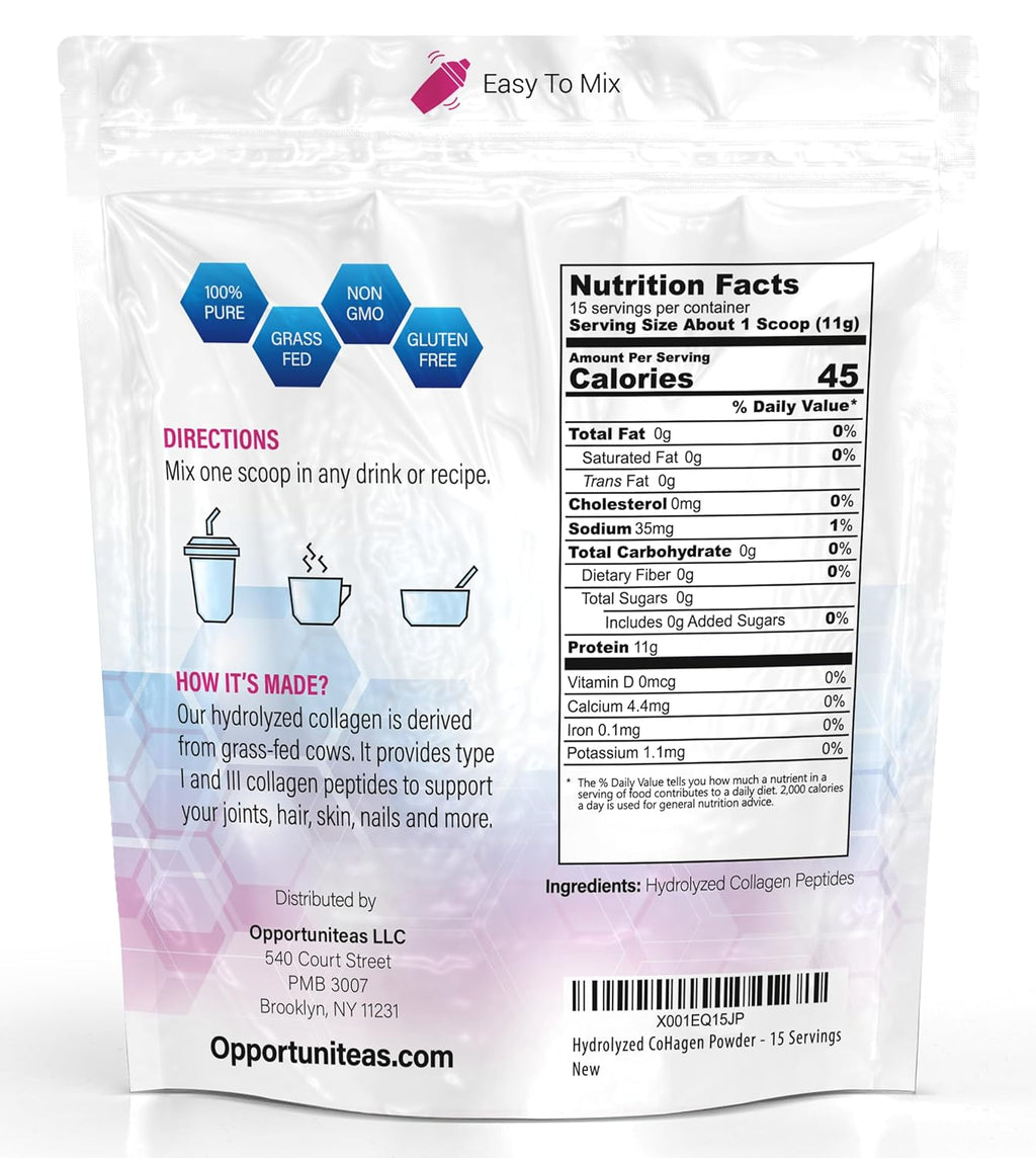 Opportuniteas Collagen Creamer for Coffee, Keto Colágeno Peptides Powder Creamer, Low Carb Keto & Paleo Diet Friendly, Grass Fed, Gluten Free & Non-GMO, Unflavored, 6 oz