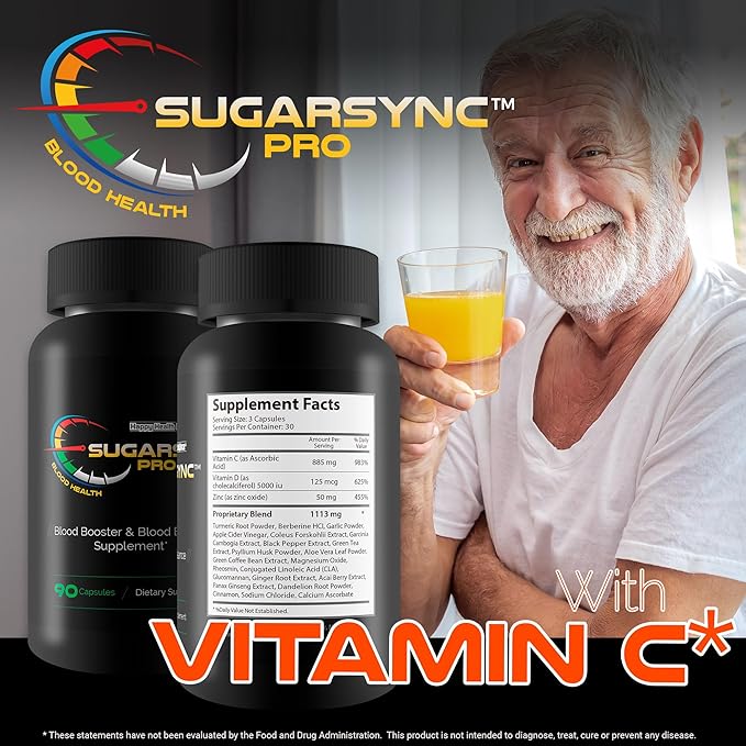 Sugar Sync Pro Blood Heath - Our Best Sugar Health Support Supplement - Support Blood Health & Balance with This Blood Balance Blood Booster Supplement - Healthy Sugar Balance - Blood Capsules