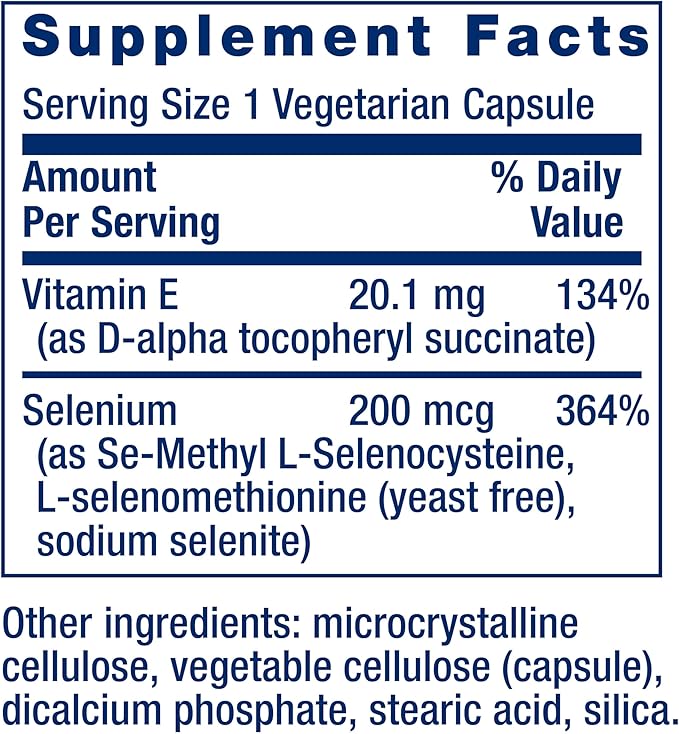 Life Extension Super Selenium Complex, 200 mcg – 3 Forms of Selenium, Vitamin E – Cellular Health & Longevity Support – Gluten-Free, Non-GMO, Vegetarian, 1 Daily – 200 Capsules