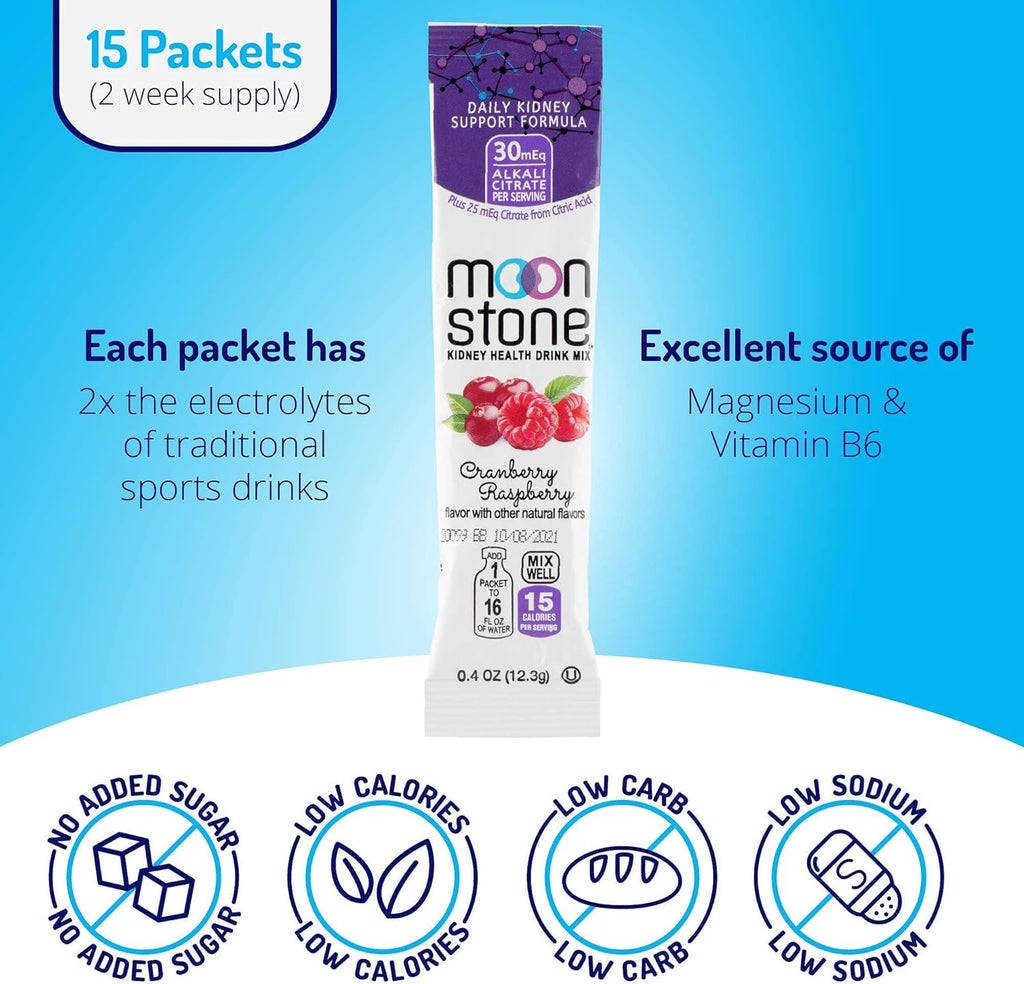 Stone Stopper Drink Mix, Cranberry Raspberry, Kidney Stone Prevention, Calcium Oxalate Protector, Developed by Urologists to Improve Hydration and Support Kidney Health, 15 Day Supply