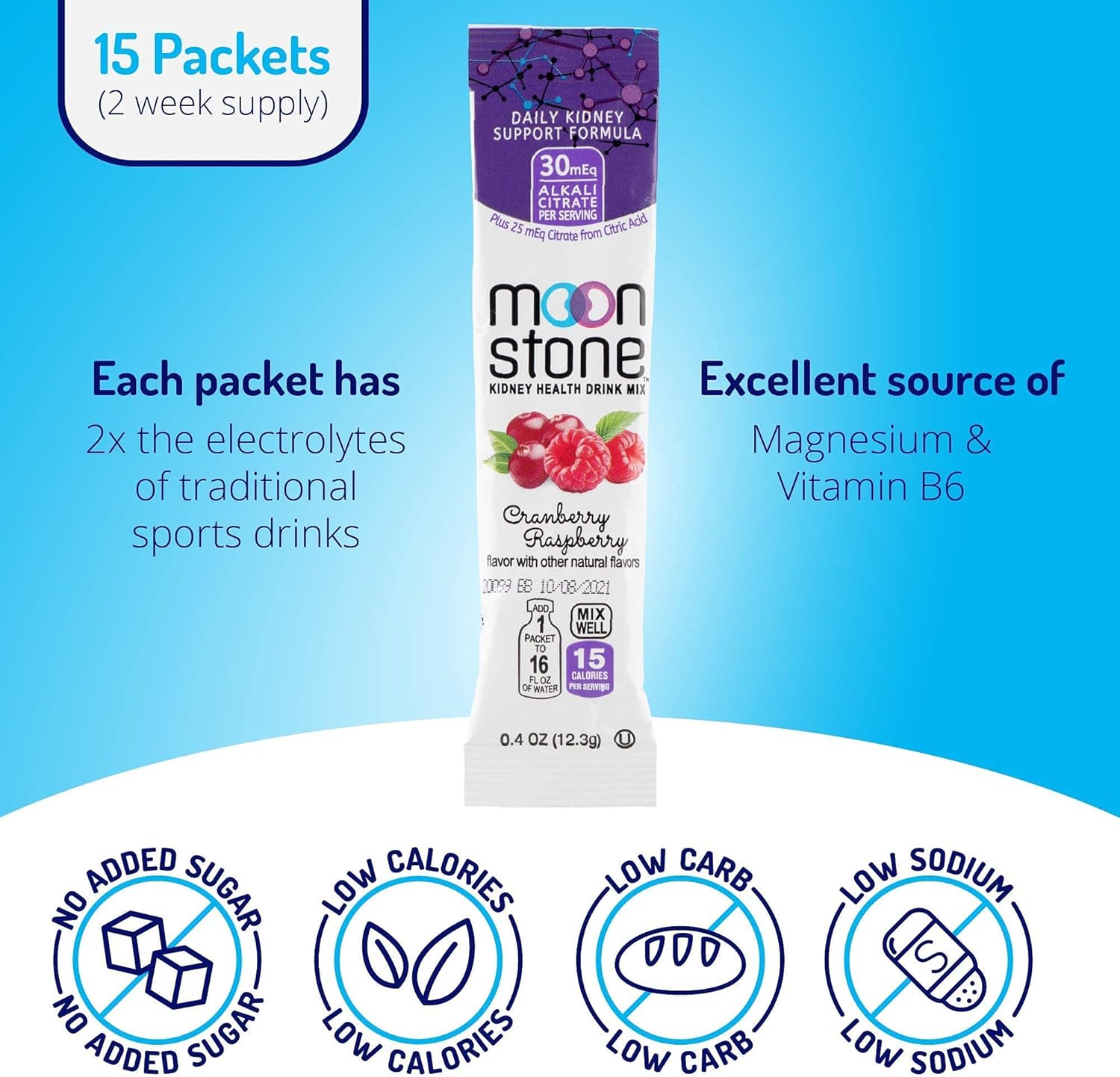 Stone Stopper Drink Mix, Cranberry Raspberry, Kidney Stone Prevention, Calcium Oxalate Protector, Developed by Urologists to Improve Hydration and Support Kidney Health, 15 Day Supply